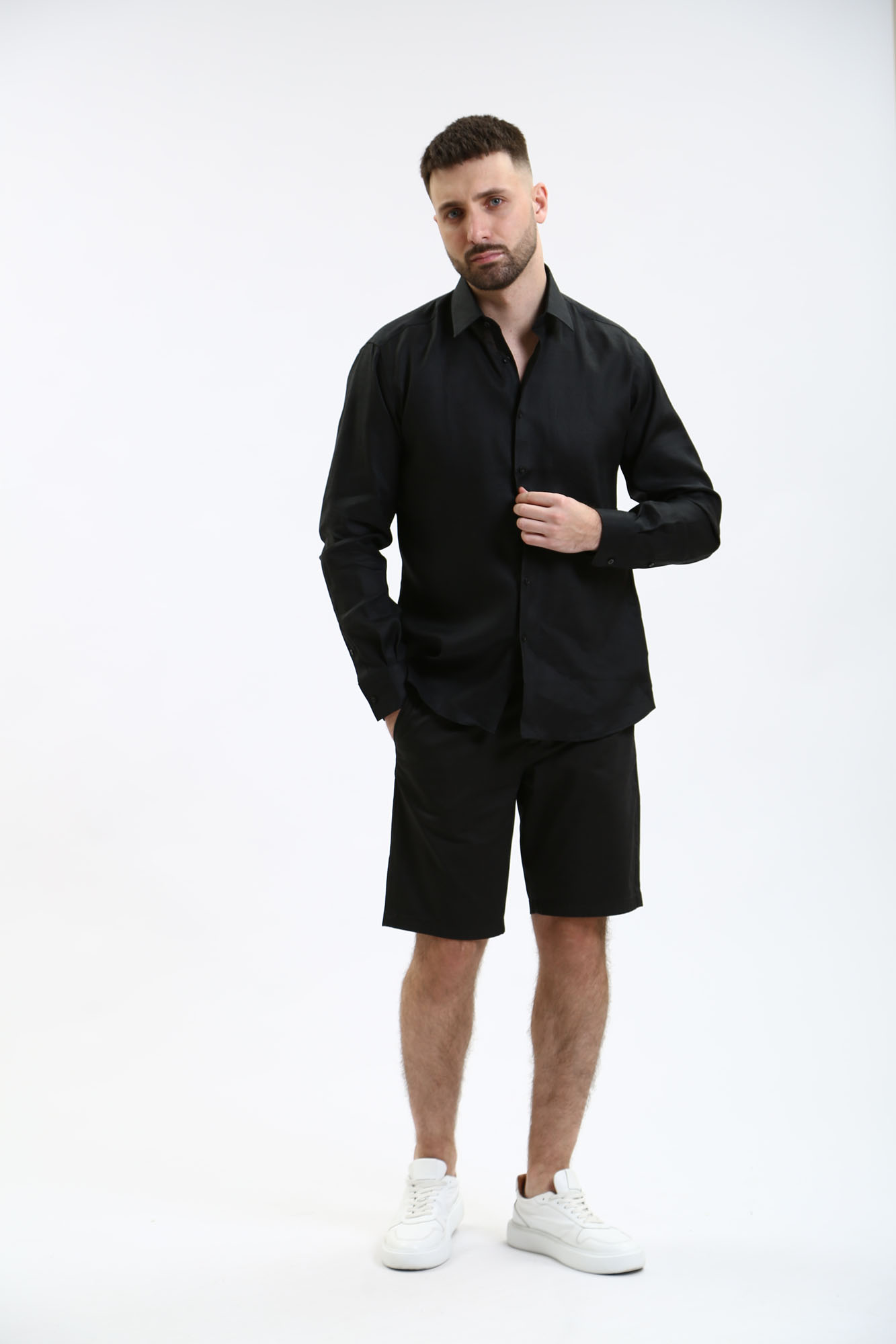 542667_605000 Сорочка льняная д/р Karl Lagerfeld Черный