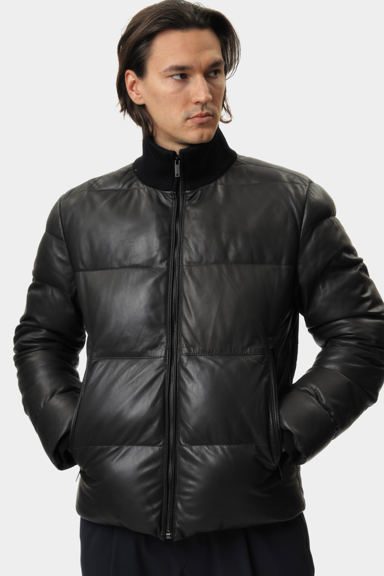 110138_80000445 Куртка кожаная Strellson Серый