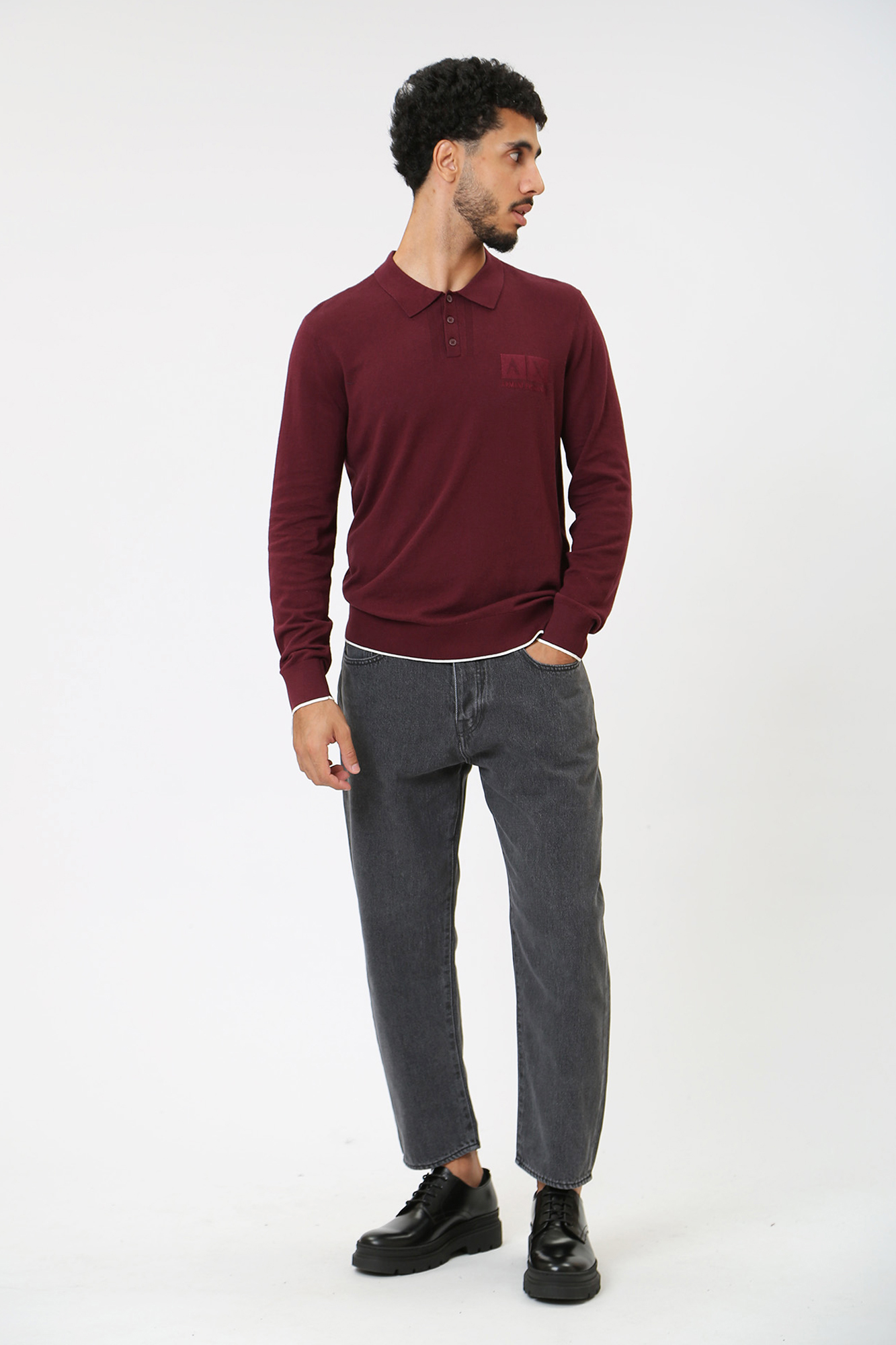 6RZF1C_ZMW8Z Поло с длинным рукавом Armani Exchange Бордовый