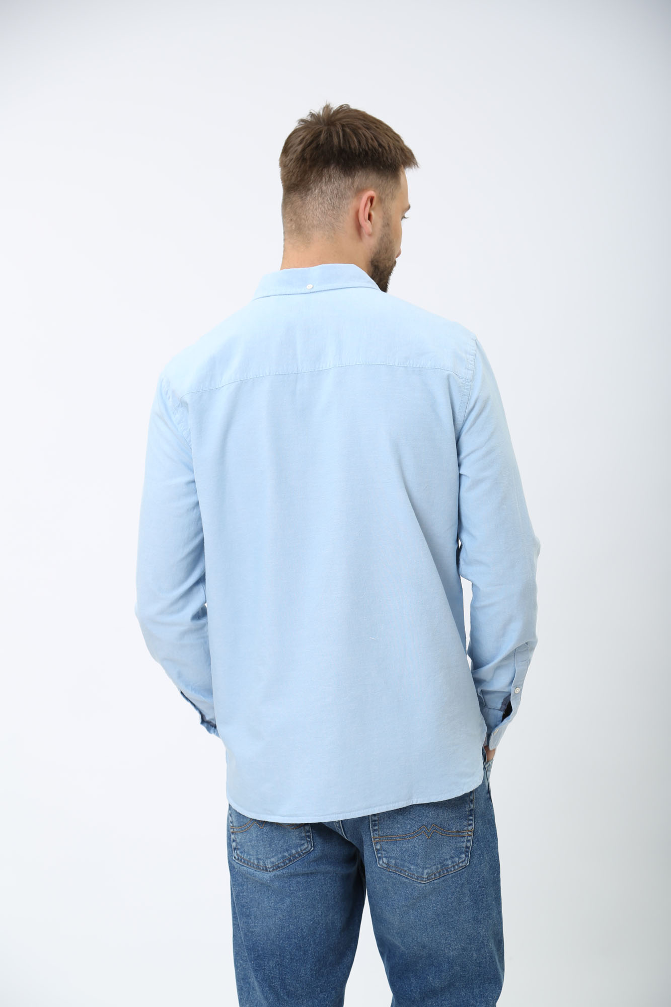 1014767 Рубашка с длинным рукавом Mustang Голубой