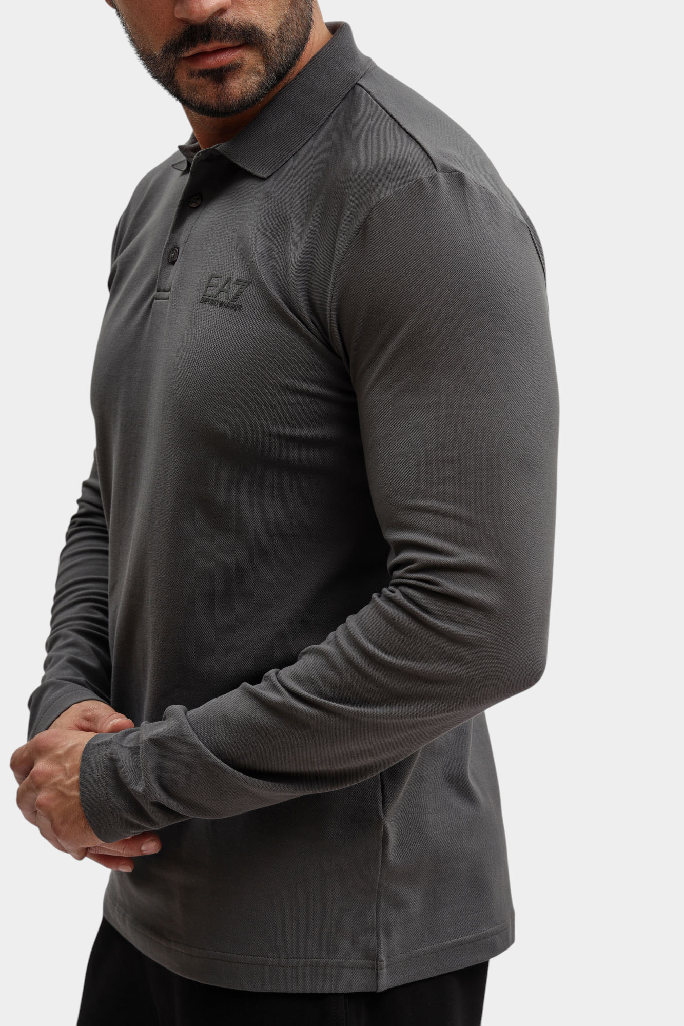 8NPF17_PJVUZ_U8117 Поло с длинным рукавом EA7 Серый