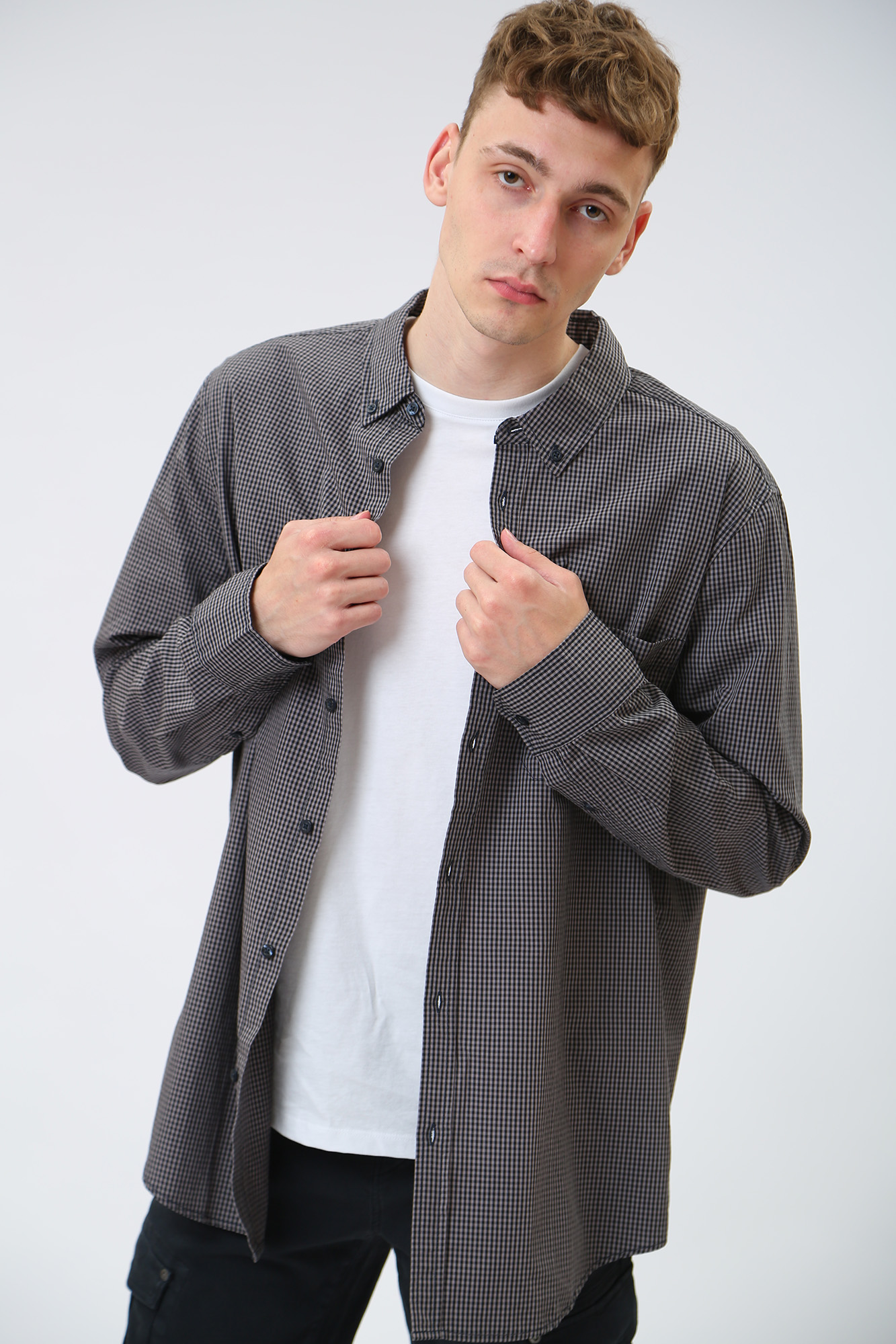 1012807 Рубашка с длинным рукавом Mustang Серый