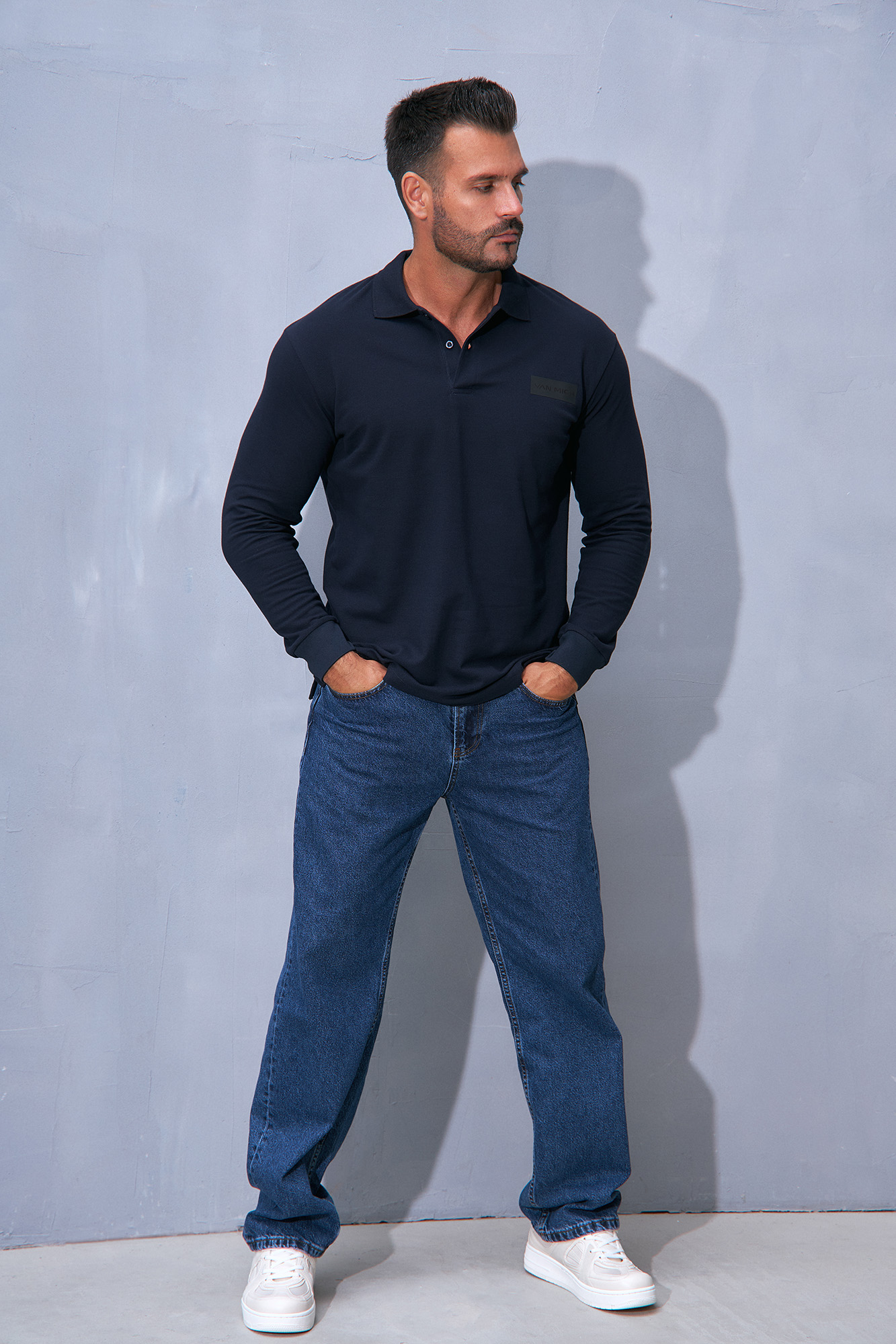 VM-232-54-009 Поло с длинным рукавом Van Mich Синий