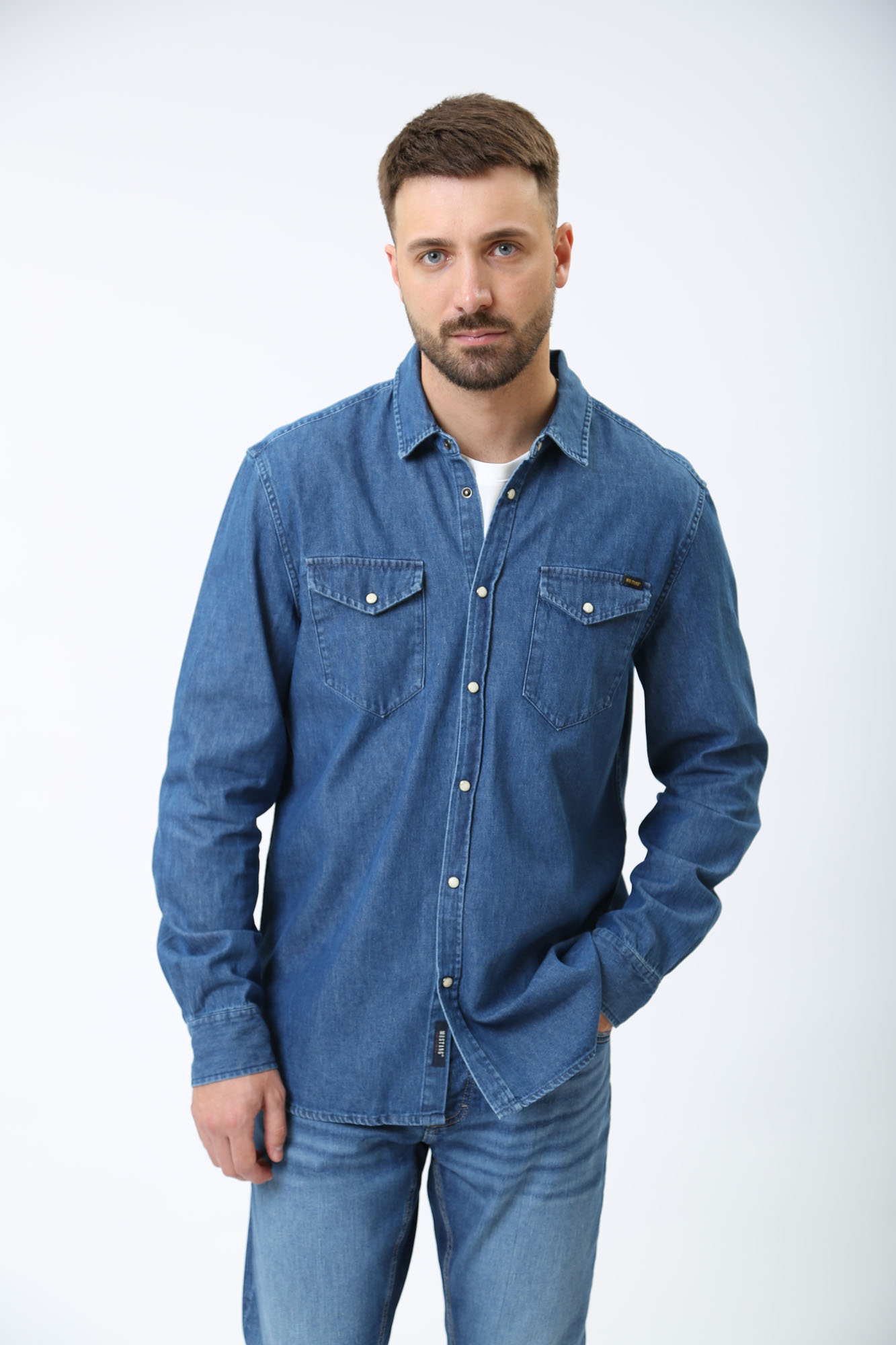 1014763-5000 Рубашка с длинным рукавом Mustang Синий