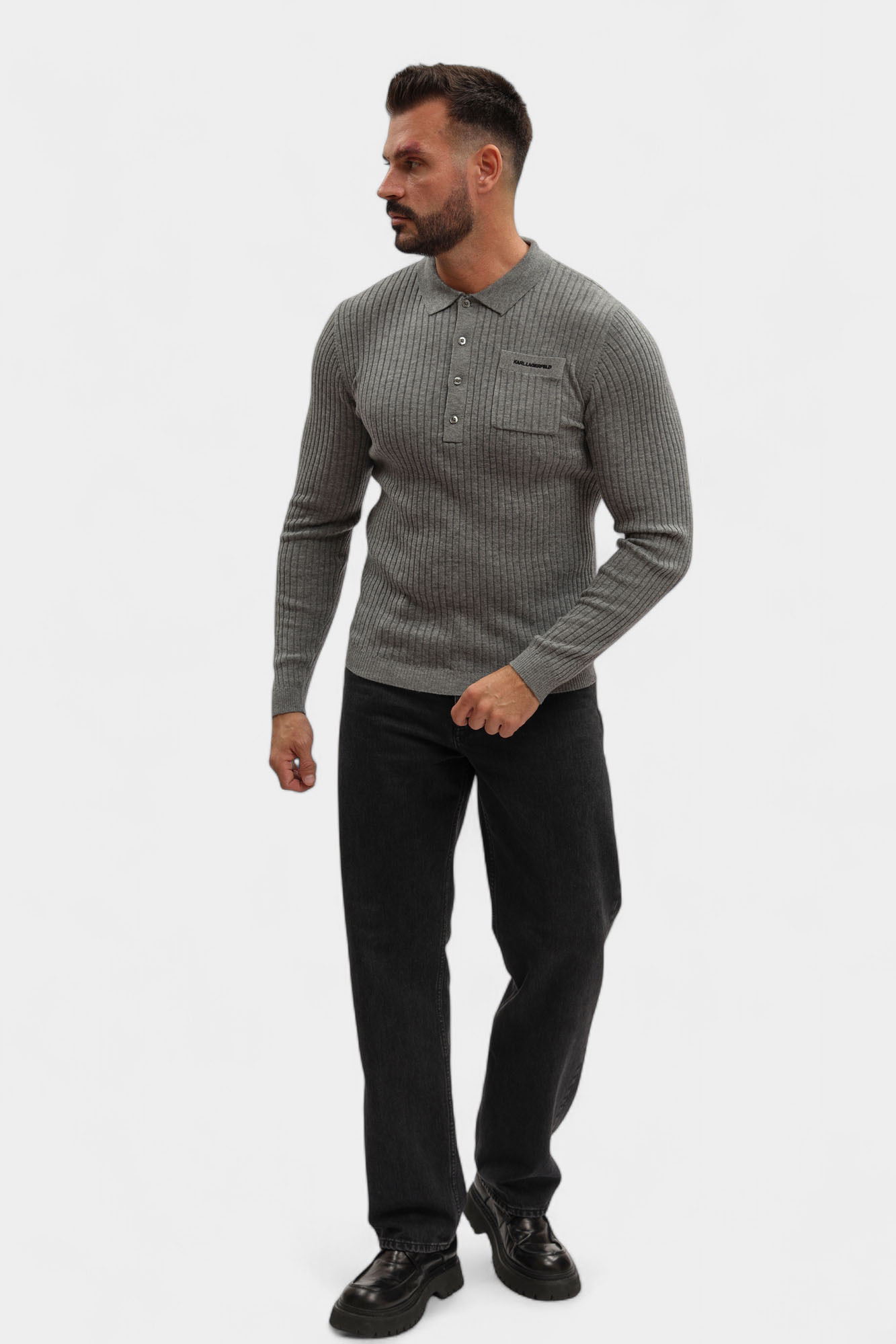 554308_655036 Поло с длинным рукавом Karl Lagerfeld Серый