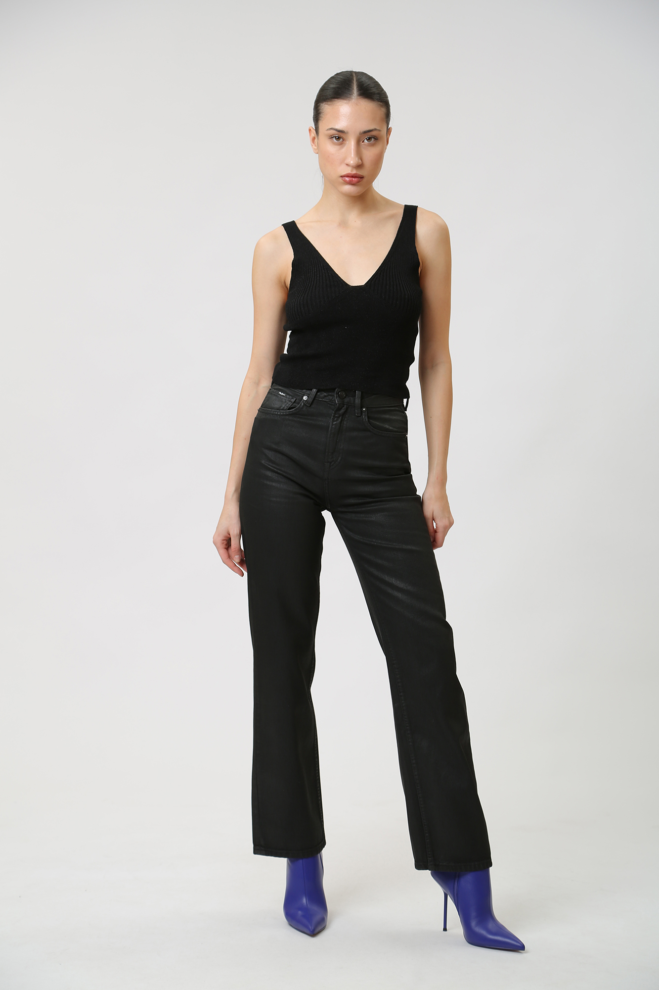 PL204602 джинсы straight jeans uhw coated  pepe jeans 