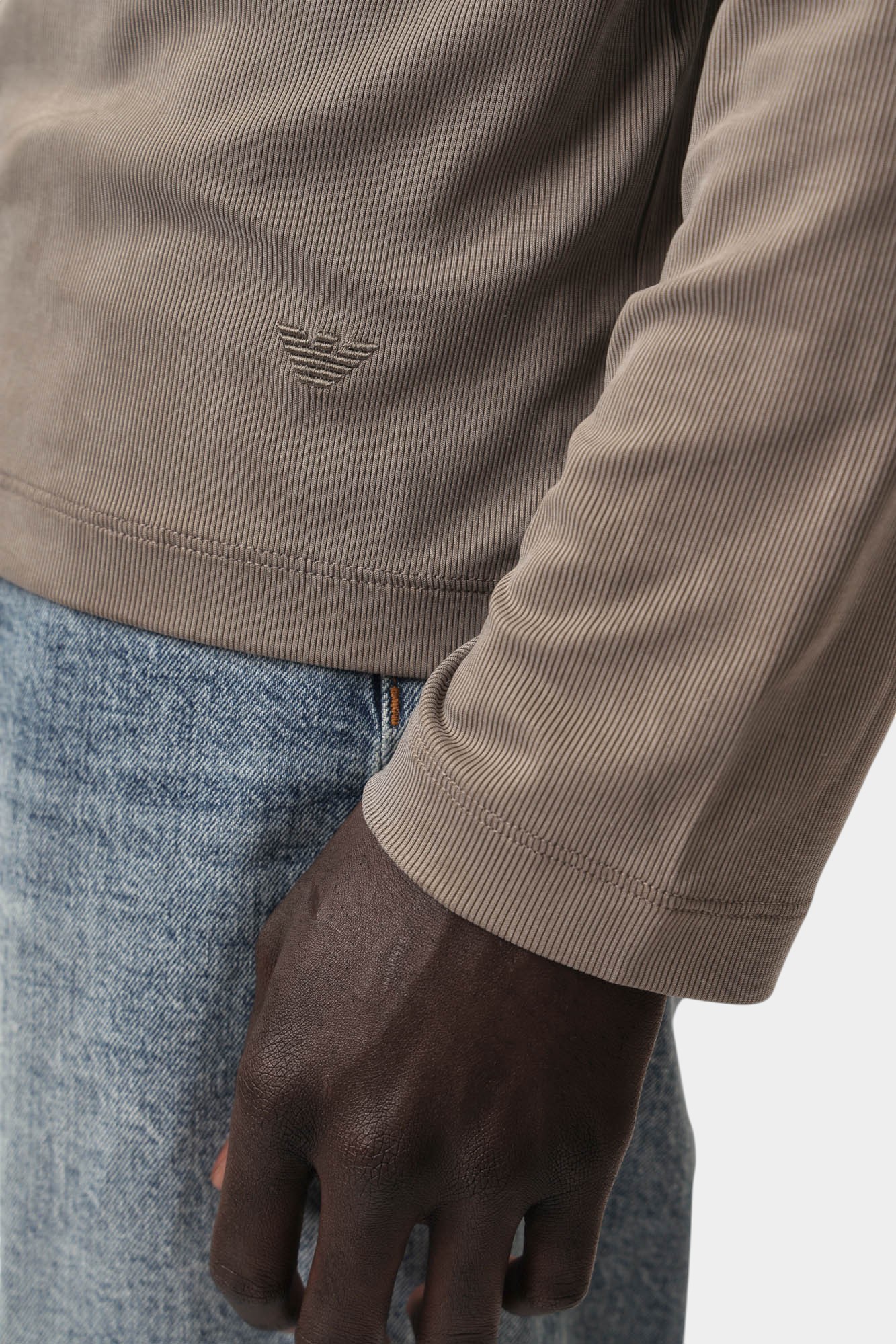 EM002077_AF1 Поло с длинным рукавом Emporio Armani Бежевый