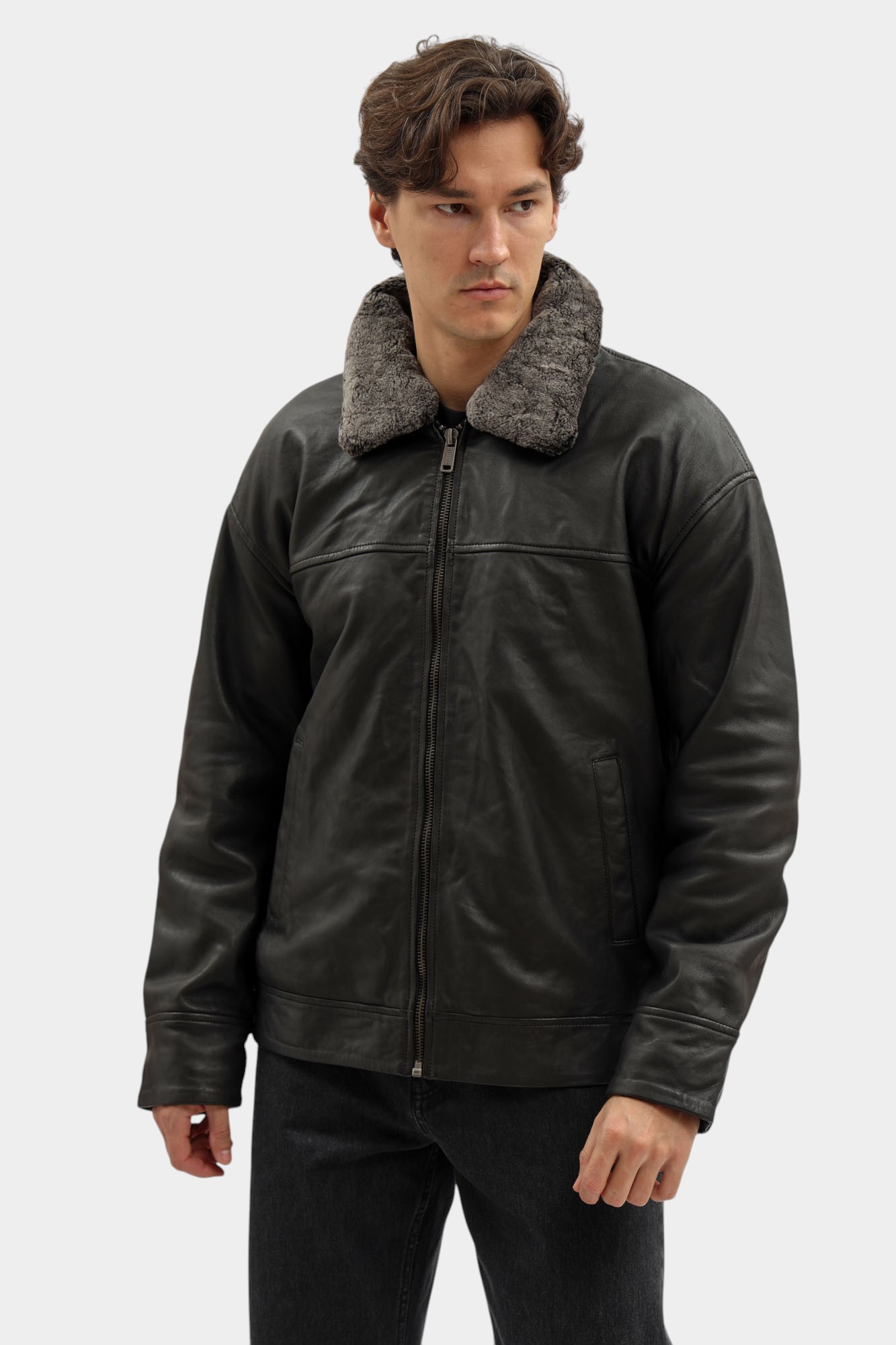 MU-M252-322 Куртка кожаная Mustang Черный