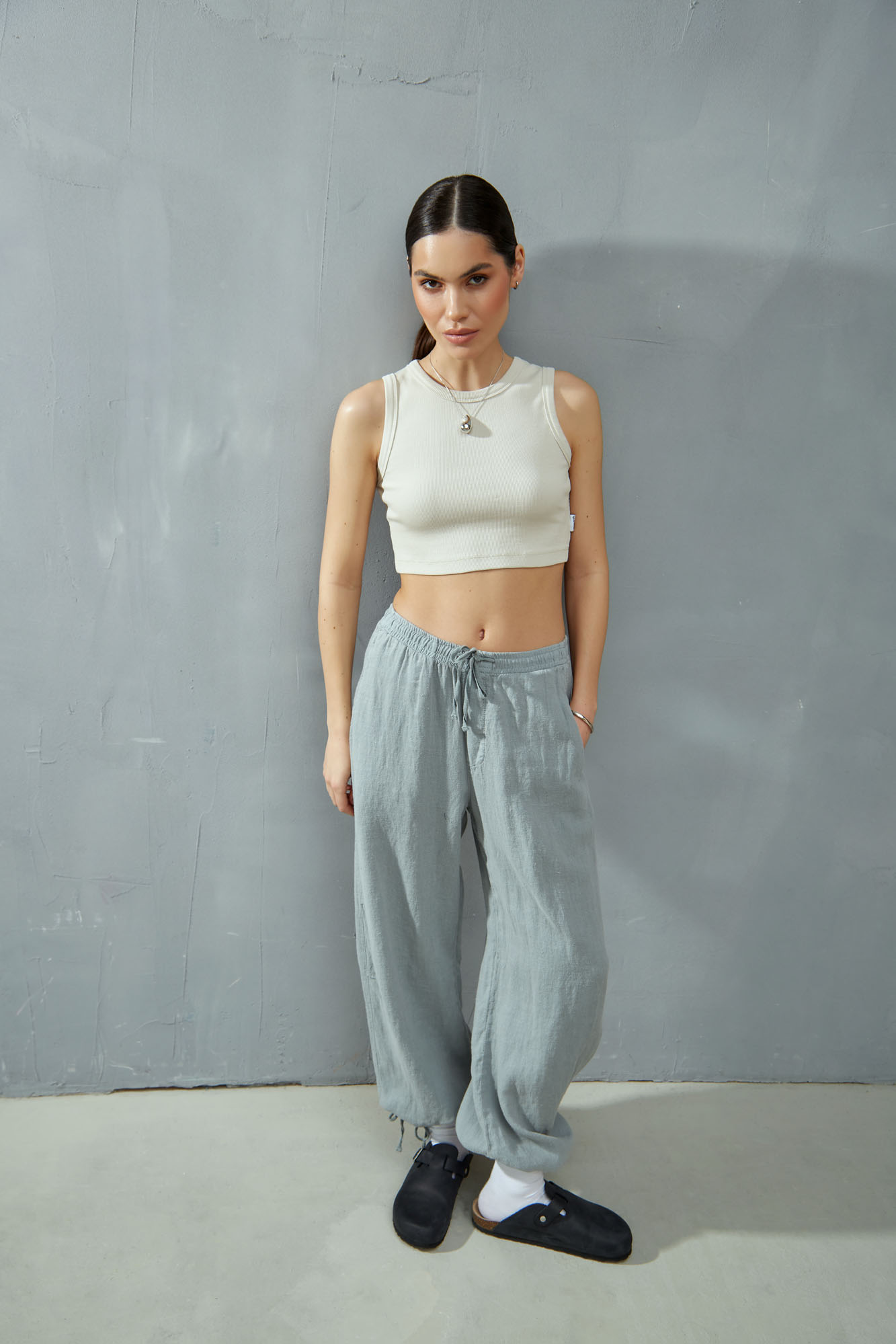 VW-OMA-55-017 брюки льняные van mich 