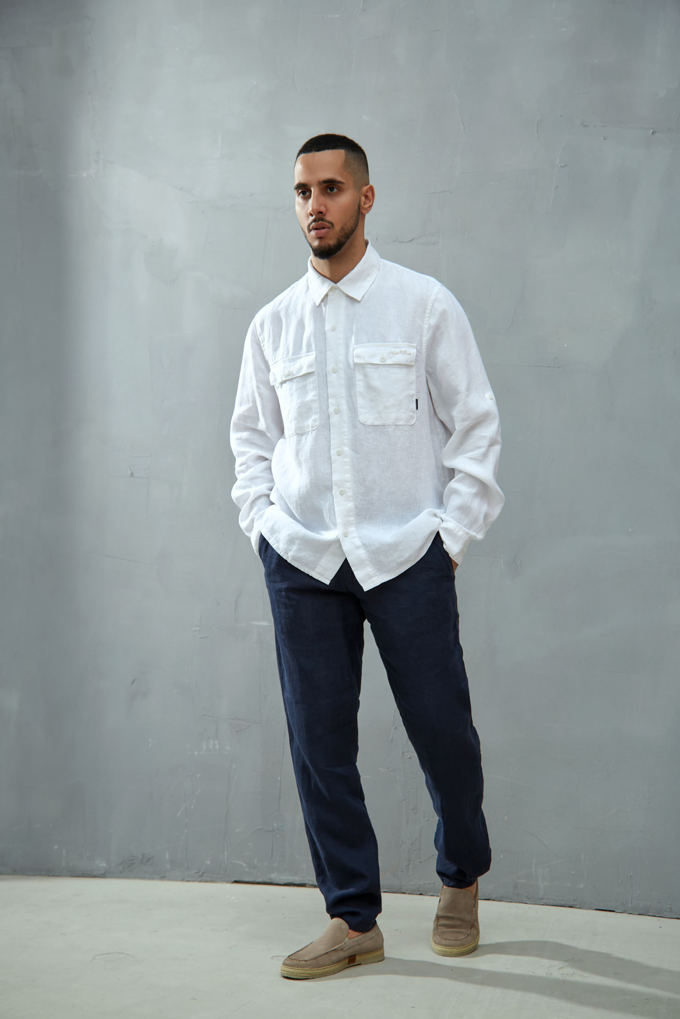 VM-OMA-55-007 Рубашка льняная Van Mich Белый