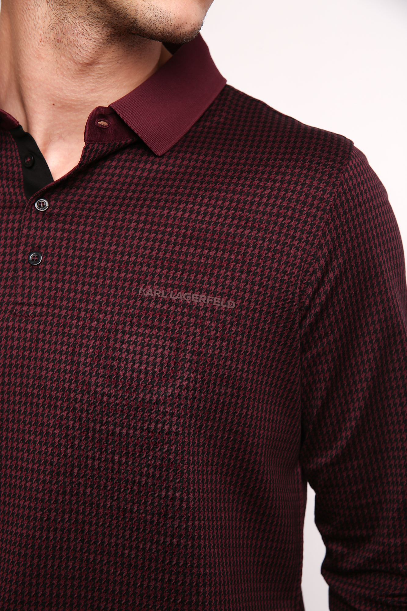 502203_745006 Поло с длинным рукавом Karl Lagerfeld Бордовый