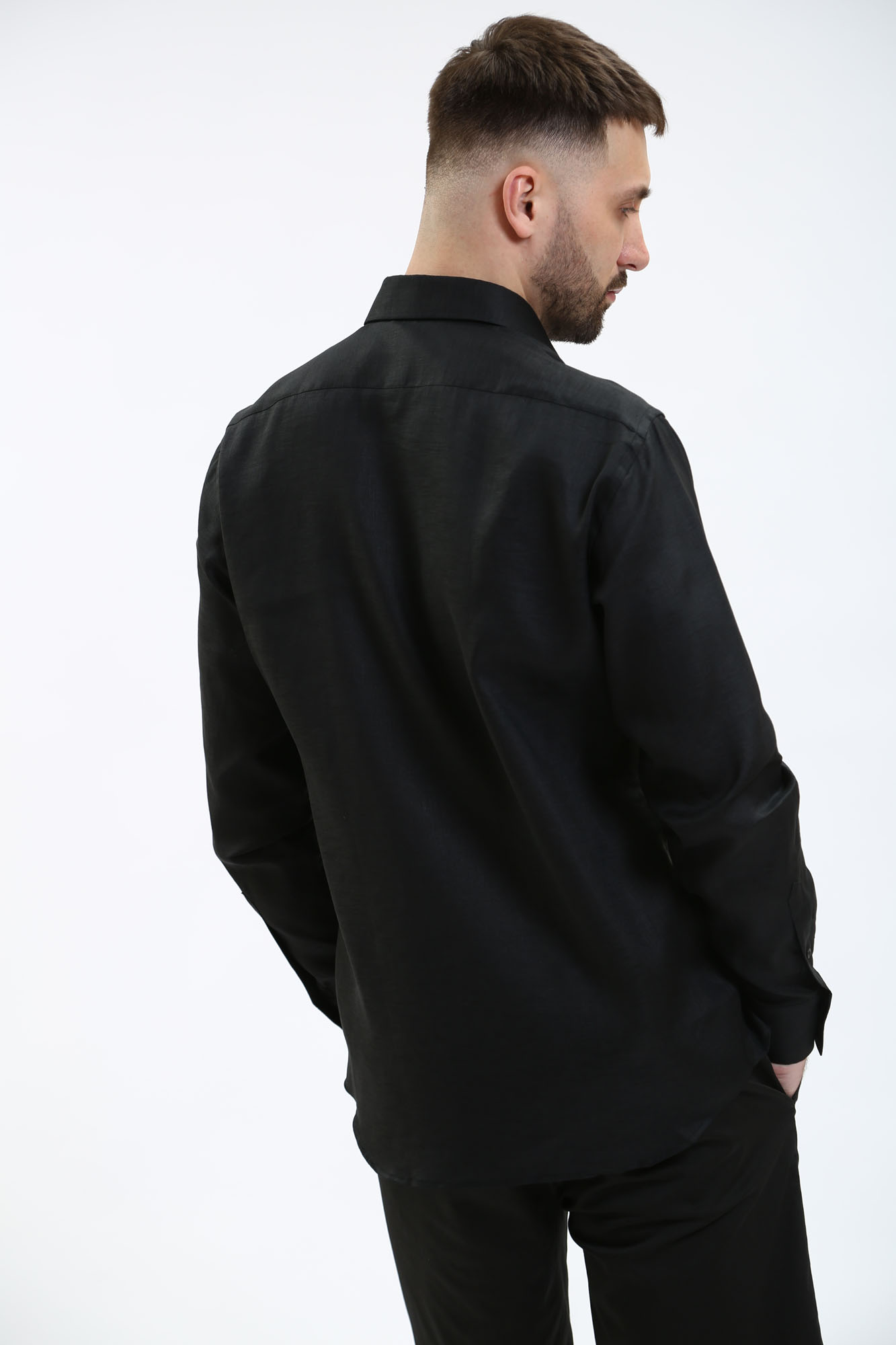 542667_605000 Сорочка льняная д/р Karl Lagerfeld Черный