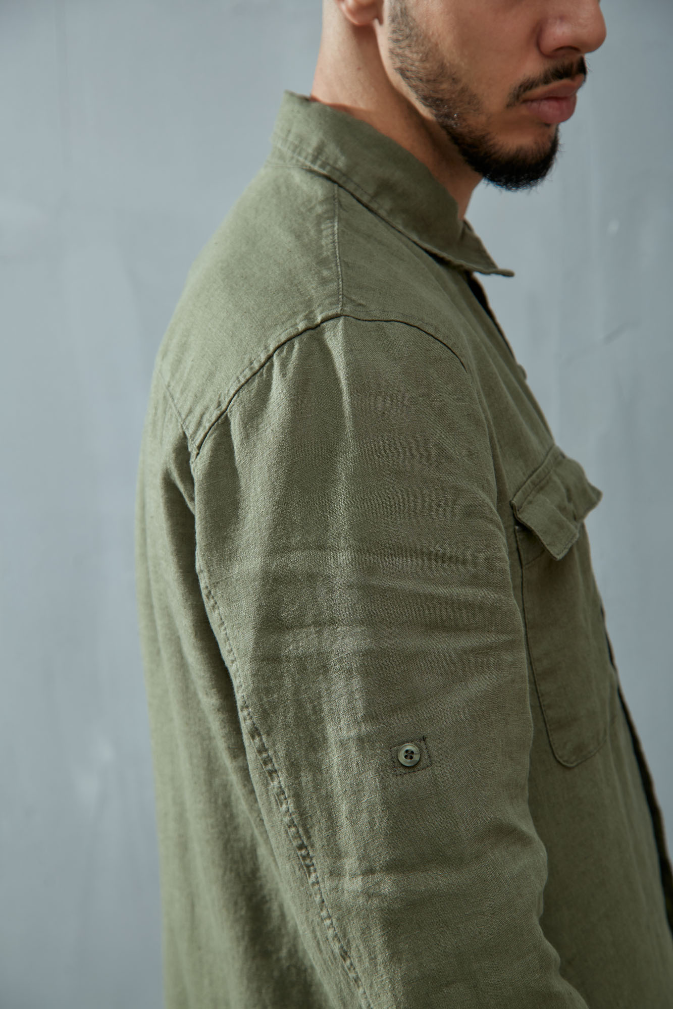 VM-OMA-55-007 Рубашка льняная Van Mich Хаки