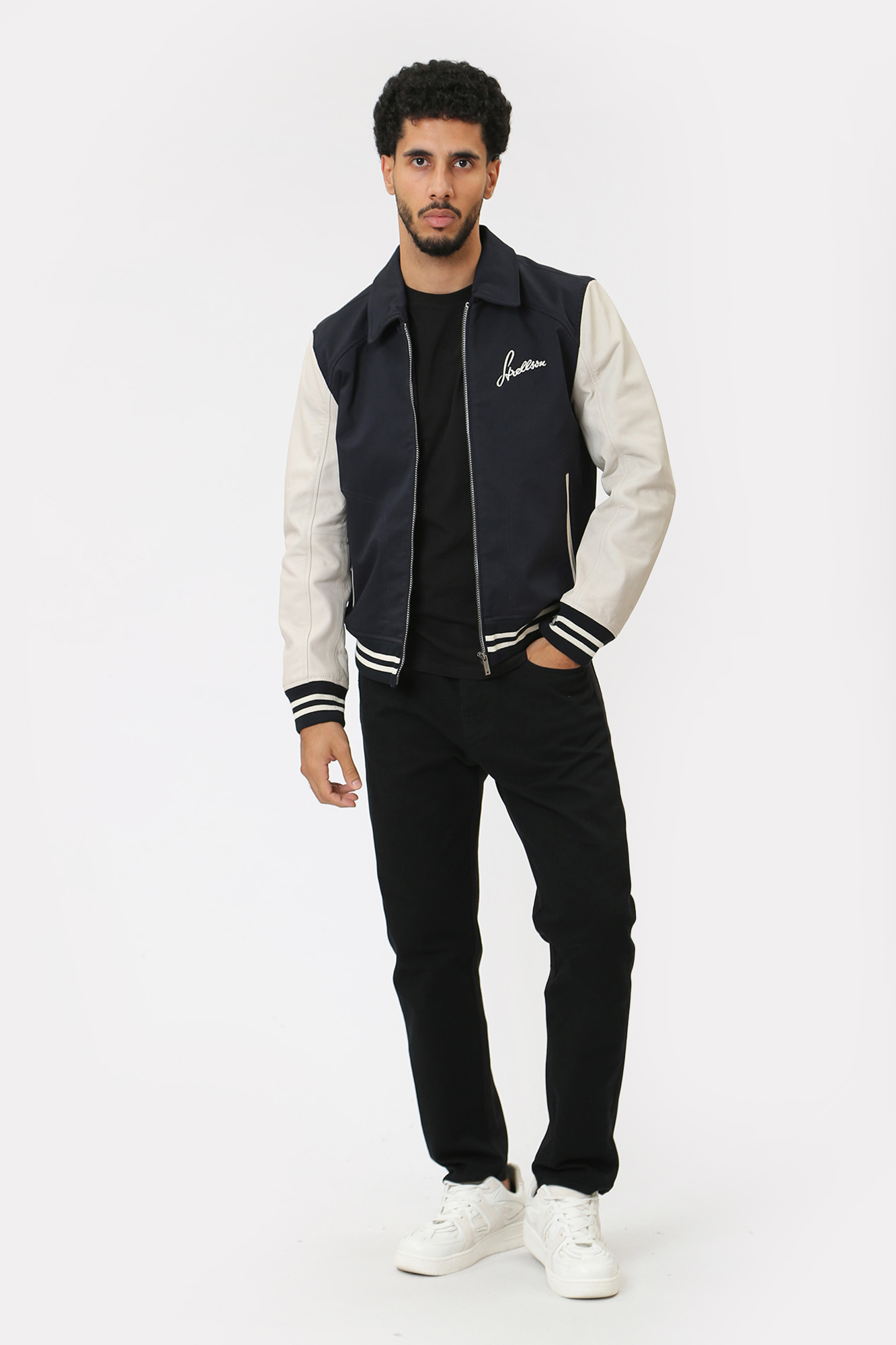 110042_80000369 Куртка кожаная  Strellson Синий