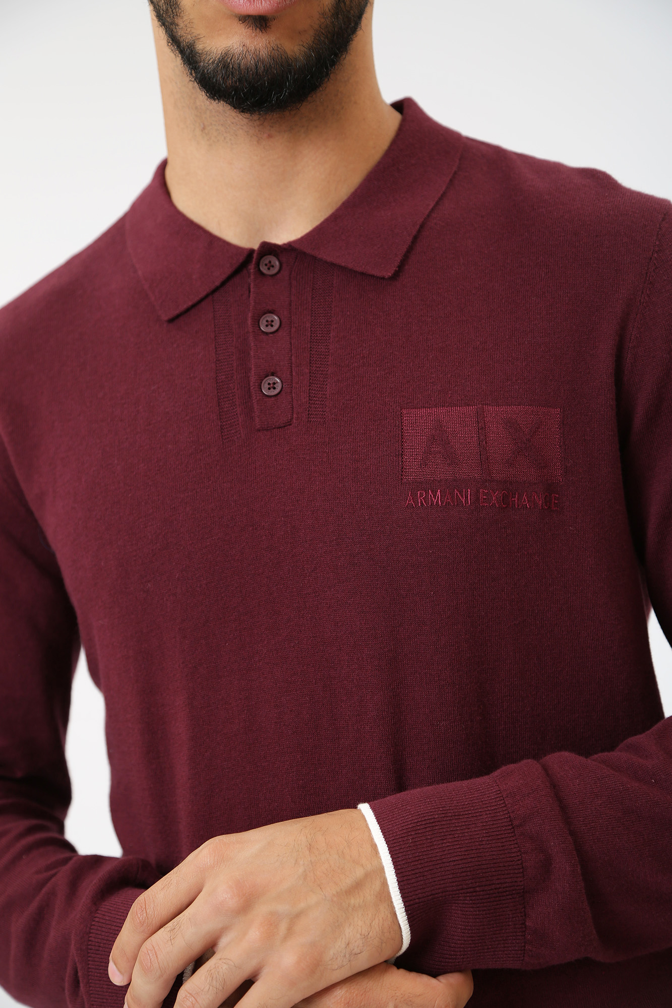 6RZF1C_ZMW8Z Поло с длинным рукавом Armani Exchange Бордовый