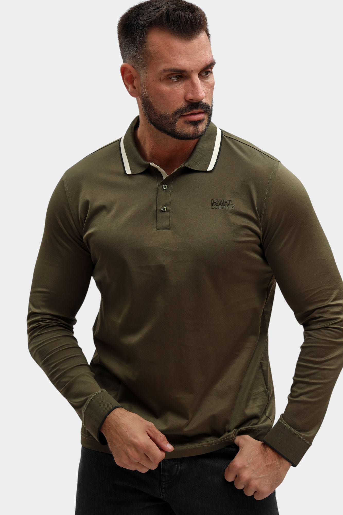 554200_745005 Поло с длинным рукавом Karl Lagerfeld Зеленый