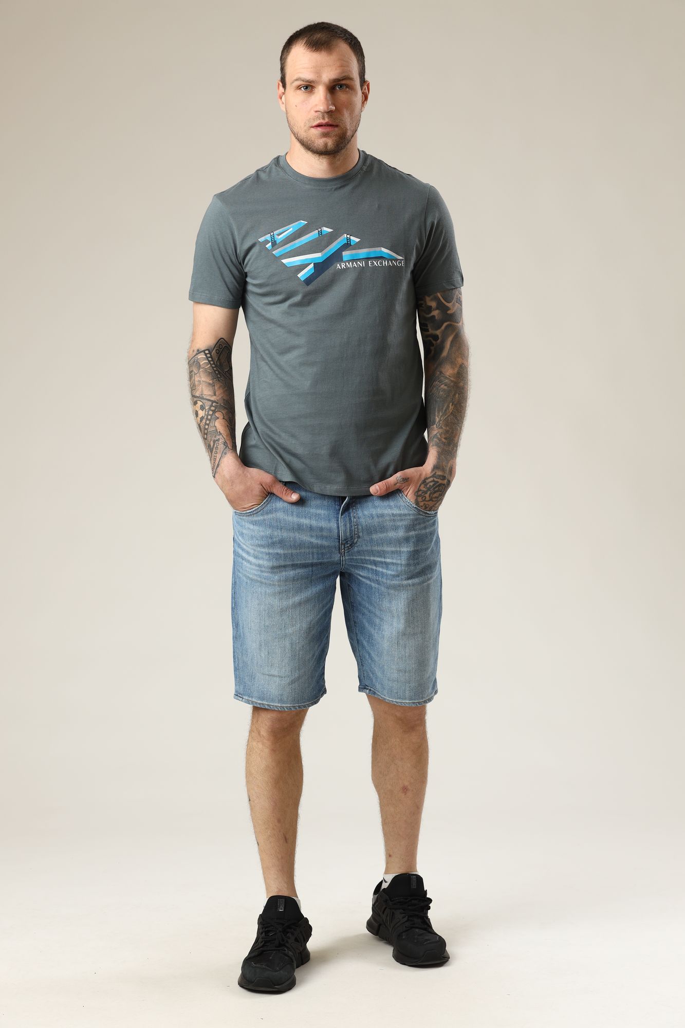 3KZJ80_Z1FCZ Шорты джинсовые Armani Exchange Голубой