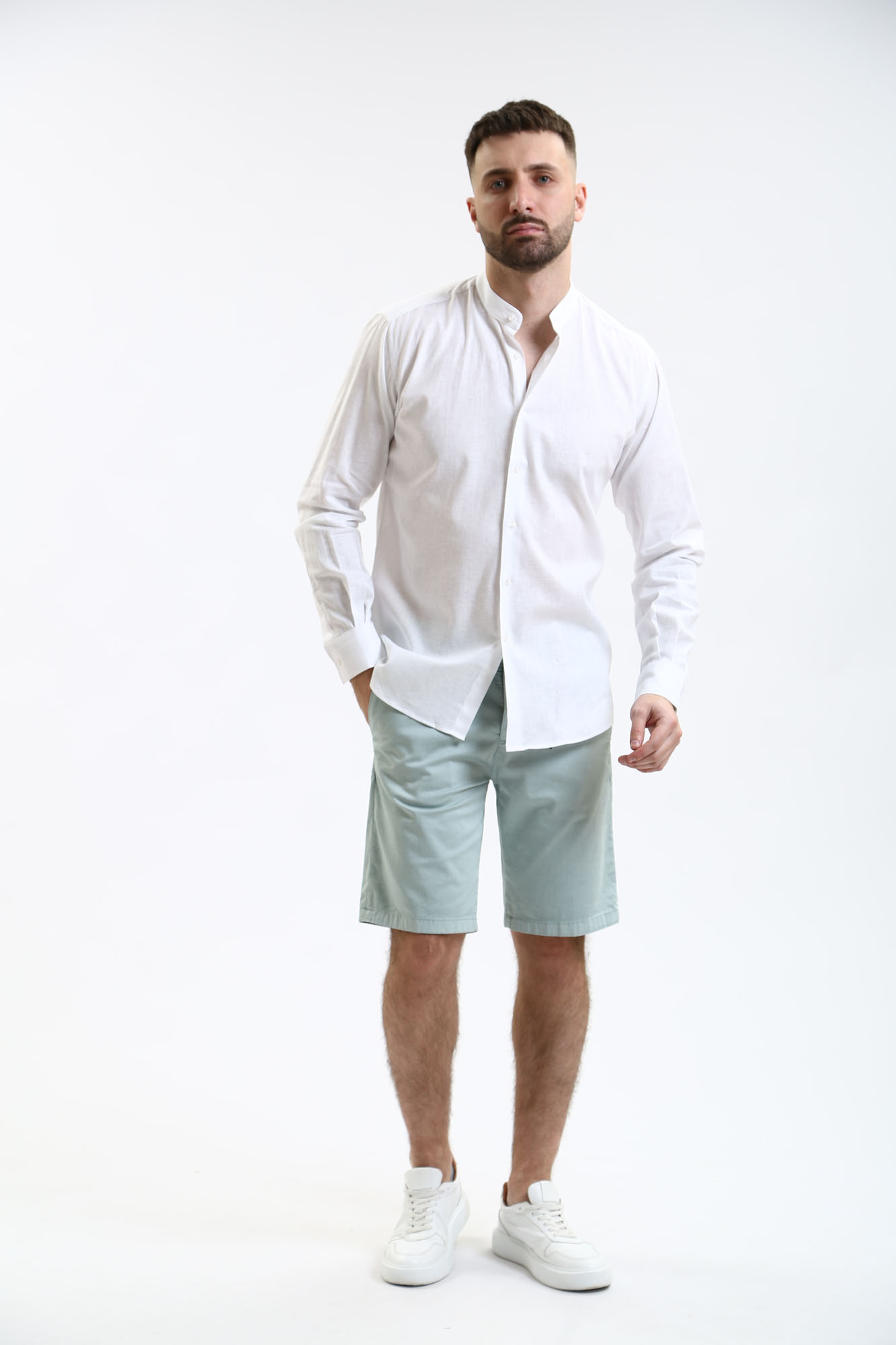 542627_605035 Сорочка льняная д/р Karl Lagerfeld Белый