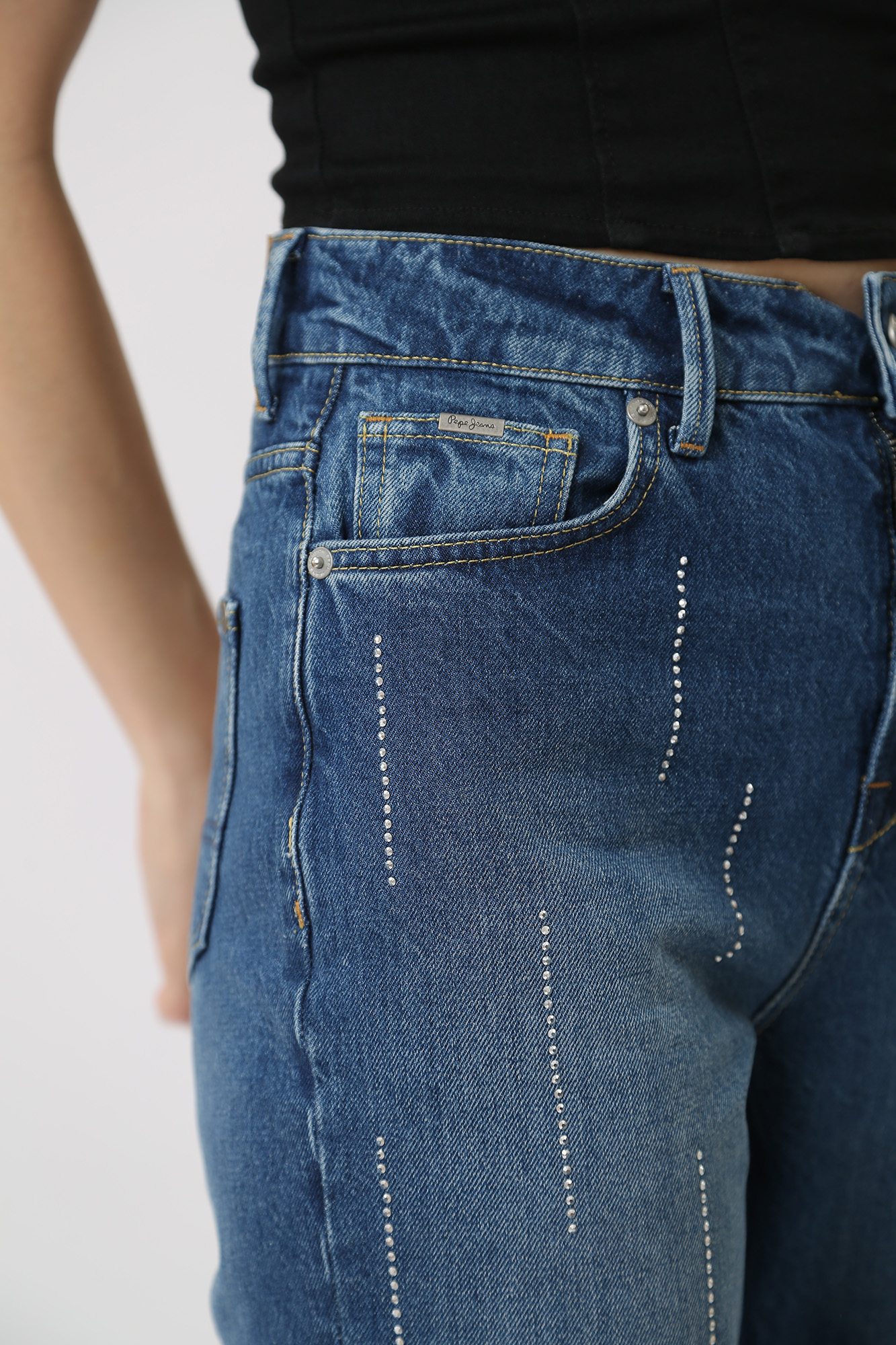 PL204601 джинсы tapered jeans uhw sparkle  pepe jeans 