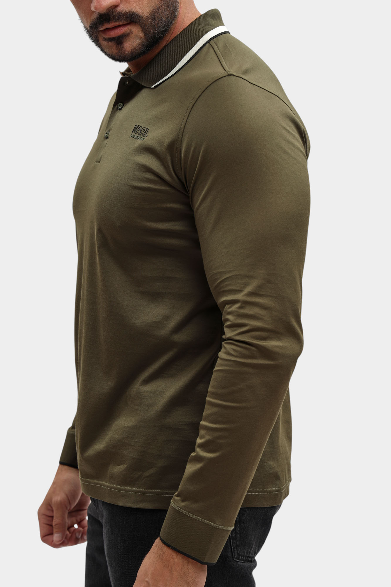 554200_745005 Поло с длинным рукавом Karl Lagerfeld Зеленый