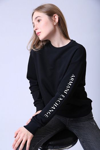 Свитшот хлопковый черный Armani Exchange