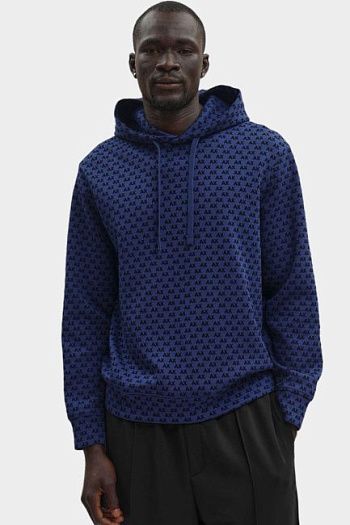 Худи хлопковое синее Armani Exchange
