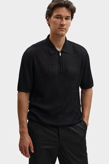 Футболка поло шерстяная черная Emporio Armani