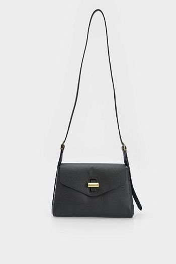 Сумка кросс-боди кожаная черная Trussardi