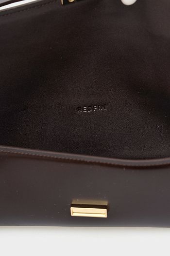 Сумка багет кожаная черная Red Pin