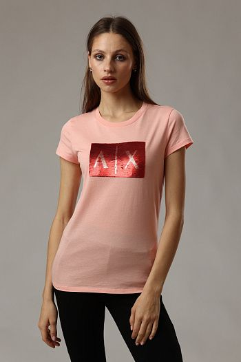 Футболка хлопковая розовая Armani Exchange