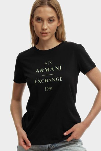 Футболка хлопковая черная Armani Exchange