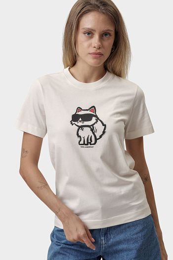 Футболка хлопковая молочная Karl Lagerfeld