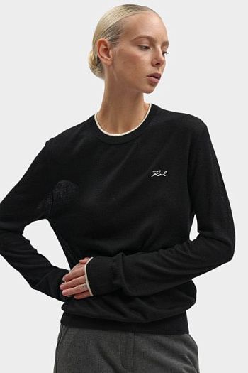 Джемпер шерстяной черный Karl Lagerfeld