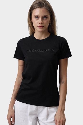 Футболка хлопковая черная Karl Lagerfeld