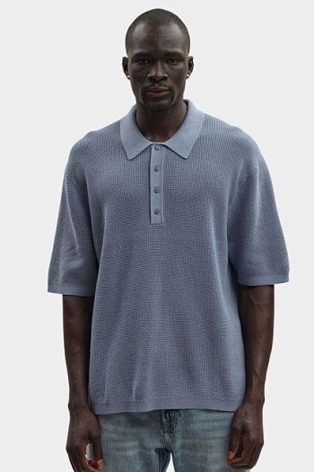 Футболка поло с коротким рукавом хлопковая голубая Calvin Klein Jeans