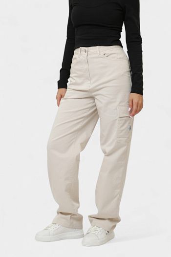 Брюки хлопковые молочные Calvin Klein Jeans