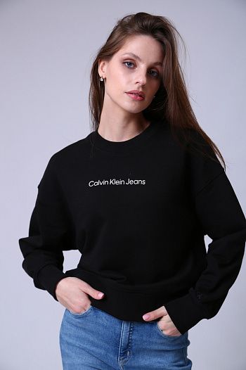 Свитшот хлопковый черный Calvin Klein Jeans