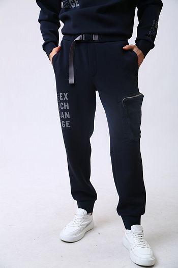 Брюки спортивные из вискозы синие Armani Exchange