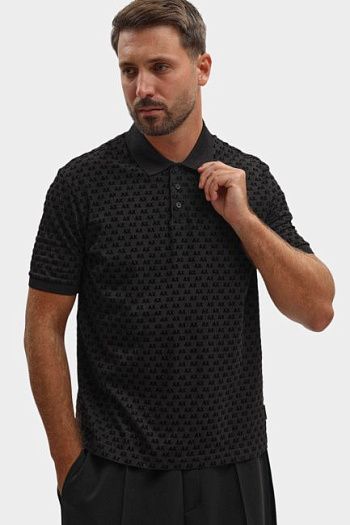 Поло с коротким рукавом хлопковое черное Armani Exchange