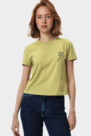 Футболка хлопковая зеленая Calvin Klein Jeans