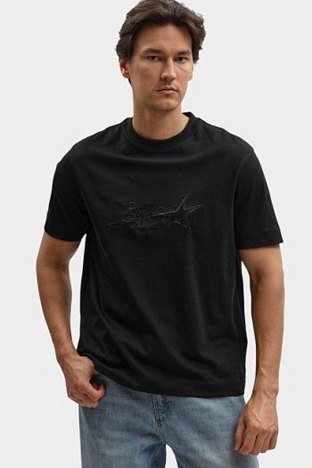 Футболка хлопковая черная Emporio Armani