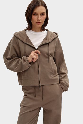 Толстовка хлопковая коричневая Emporio Armani