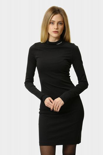 Платье из вискозы черное Calvin Klein Jeans