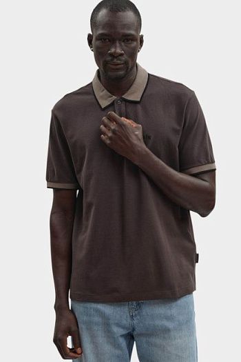Поло с коротким рукавом хлопковое коричневое Armani Exchange