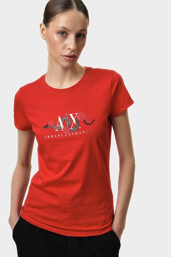 Футболка хлопковая красная Armani Exchange