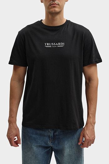 Футболка хлопковая черная Trussardi