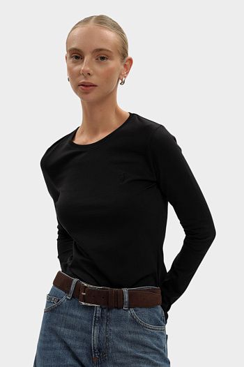 Лонгслив хлопковый черный Trussardi