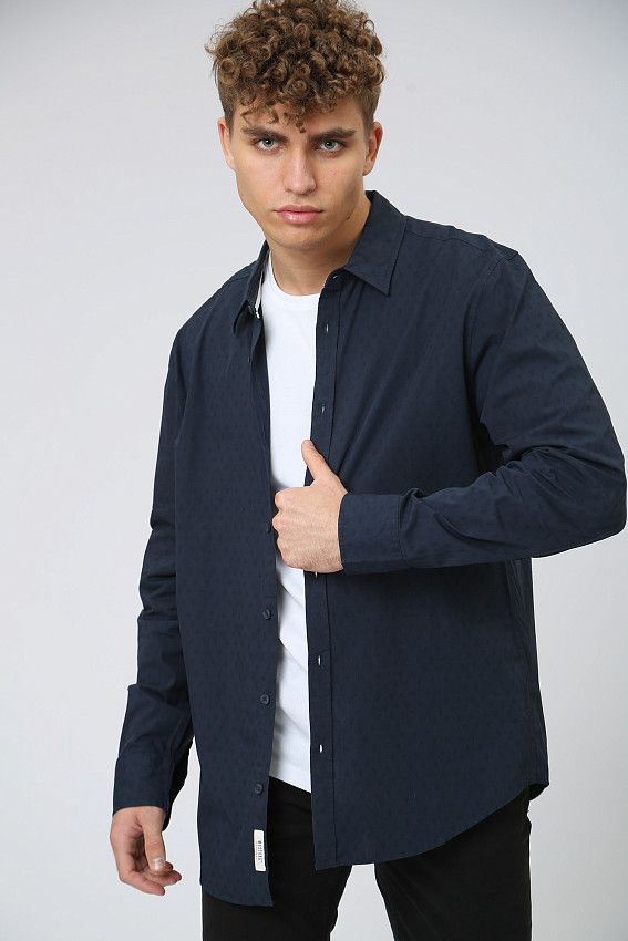 Рубашка с длинным рукавом Mustang Синий