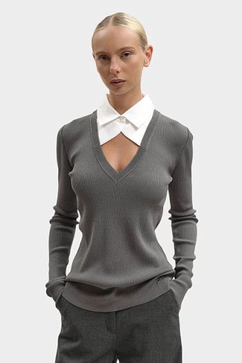 Лонгслив из вискозы серый Karl Lagerfeld