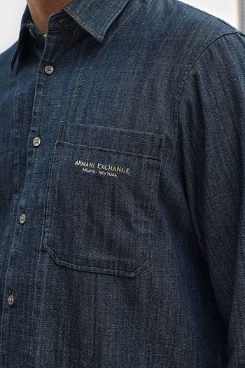 Рубашка хлопковая синяя Armani Exchange